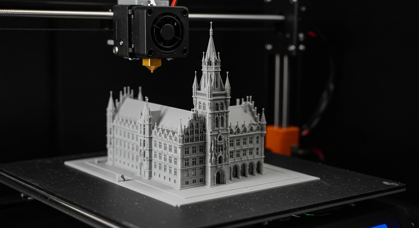 (реалистичная фотография) (Не используй текст и буквы на изображении) : 3d печать, Как напечатать макет здания в виде сувенира