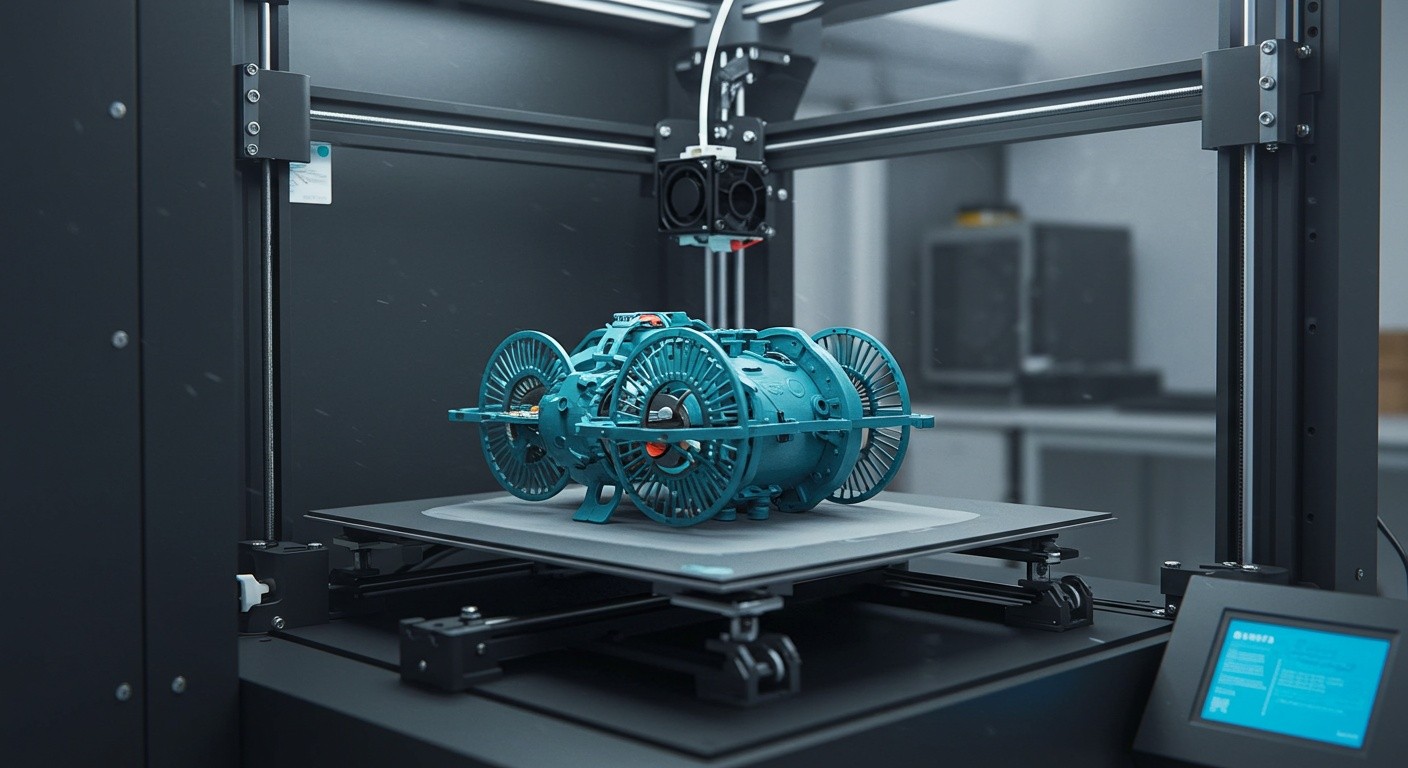 (реалистичная фотография) (Не используй текст и буквы на изображении) : 3d печать, 3D-печать и защита океанов