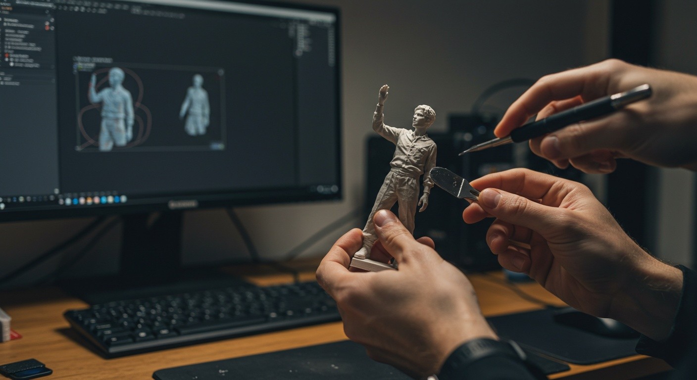 Процесс 3D-печати фигурки по 3D-скану