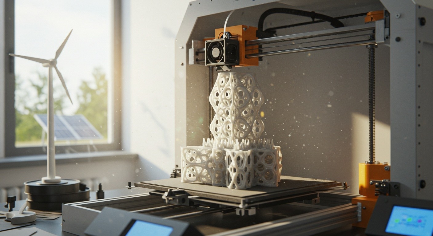 (реалистичная фотография) (Не используй текст и буквы на изображении) : 3d печать, 3D-печать и энергетическая независимость