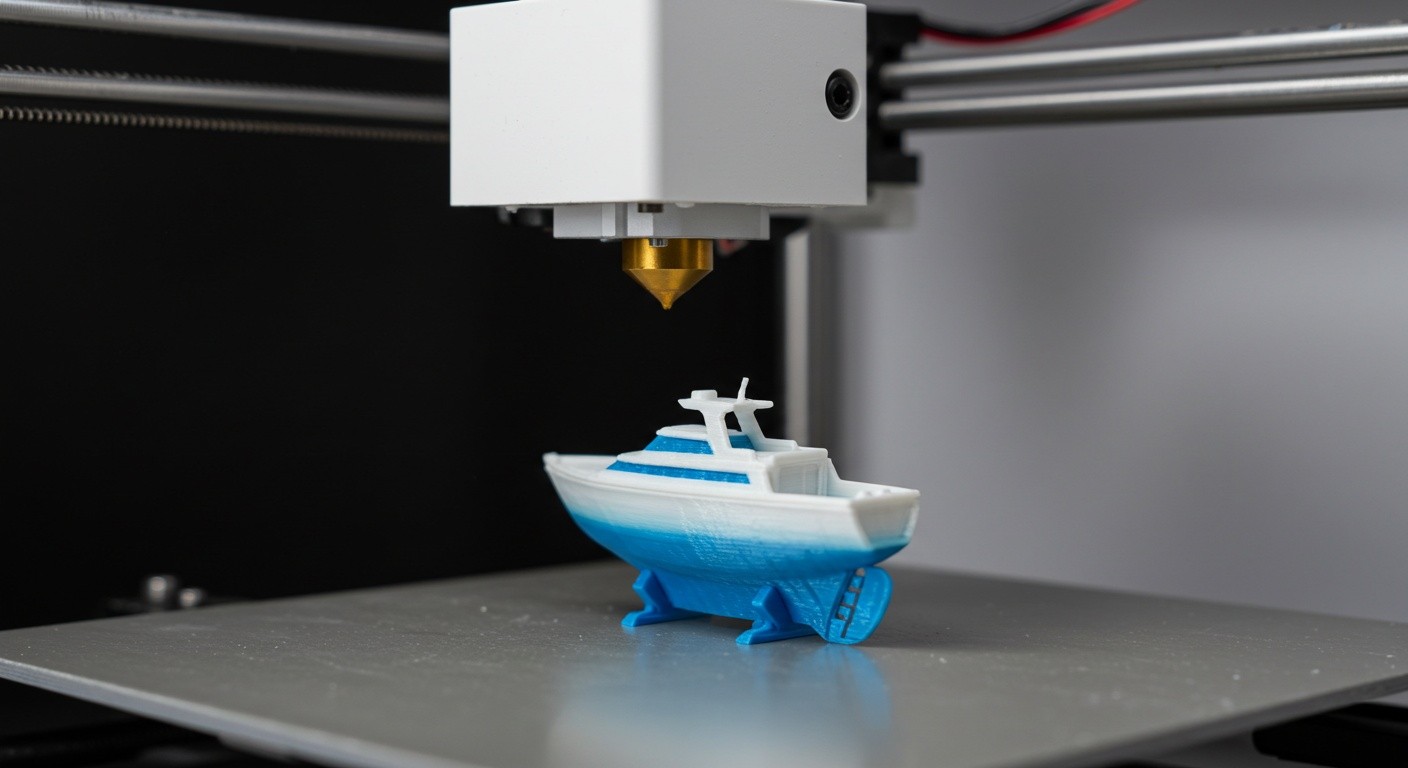 Миниатюрная лодка, напечатанная на 3D-принтере