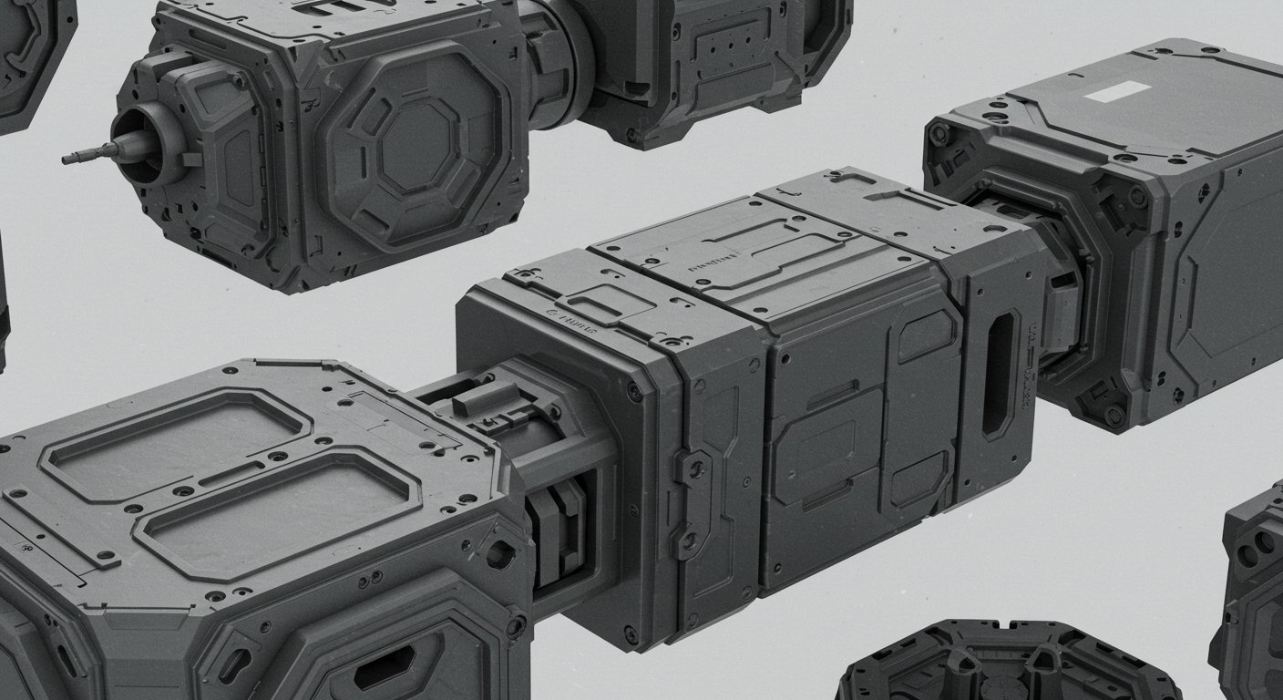 (реалистичная фотография) (Не используй текст и буквы на изображении) : 3d печать, Напечатанные модули для космоса