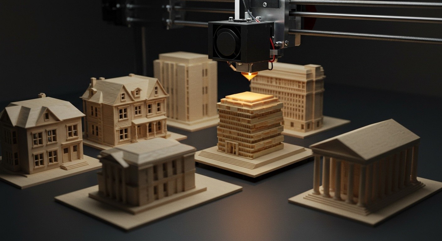 Миниатюрный архитектурный макет, напечатанный на 3D-принтере
