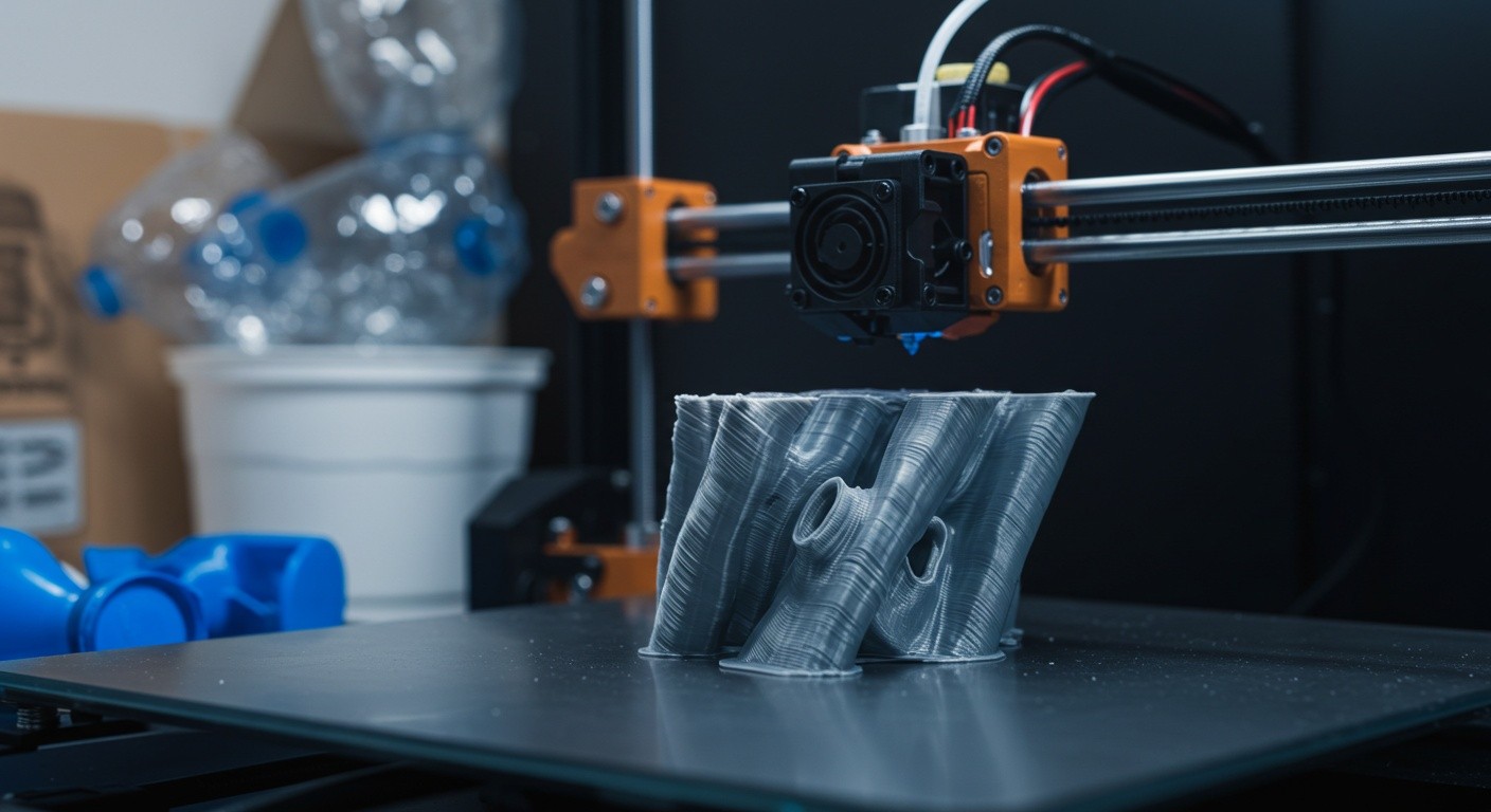 (реалистичная фотография) (Не используй текст и буквы на изображении) : 3d печать, 3D-печать и переработка пластика