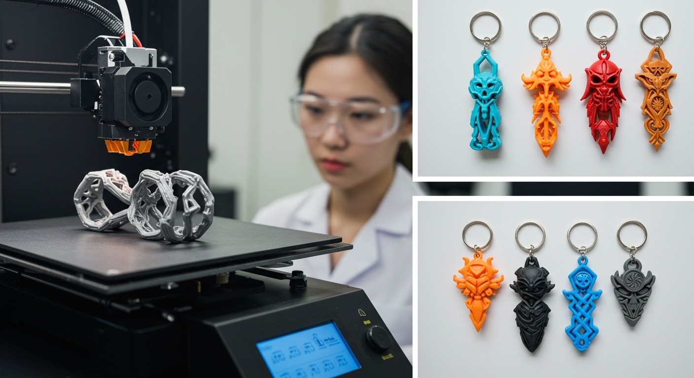 (реалистичная фотография) (Не используй текст и буквы на изображении) : 3d печать, Создание авторских брелоков с помощью 3D-печати