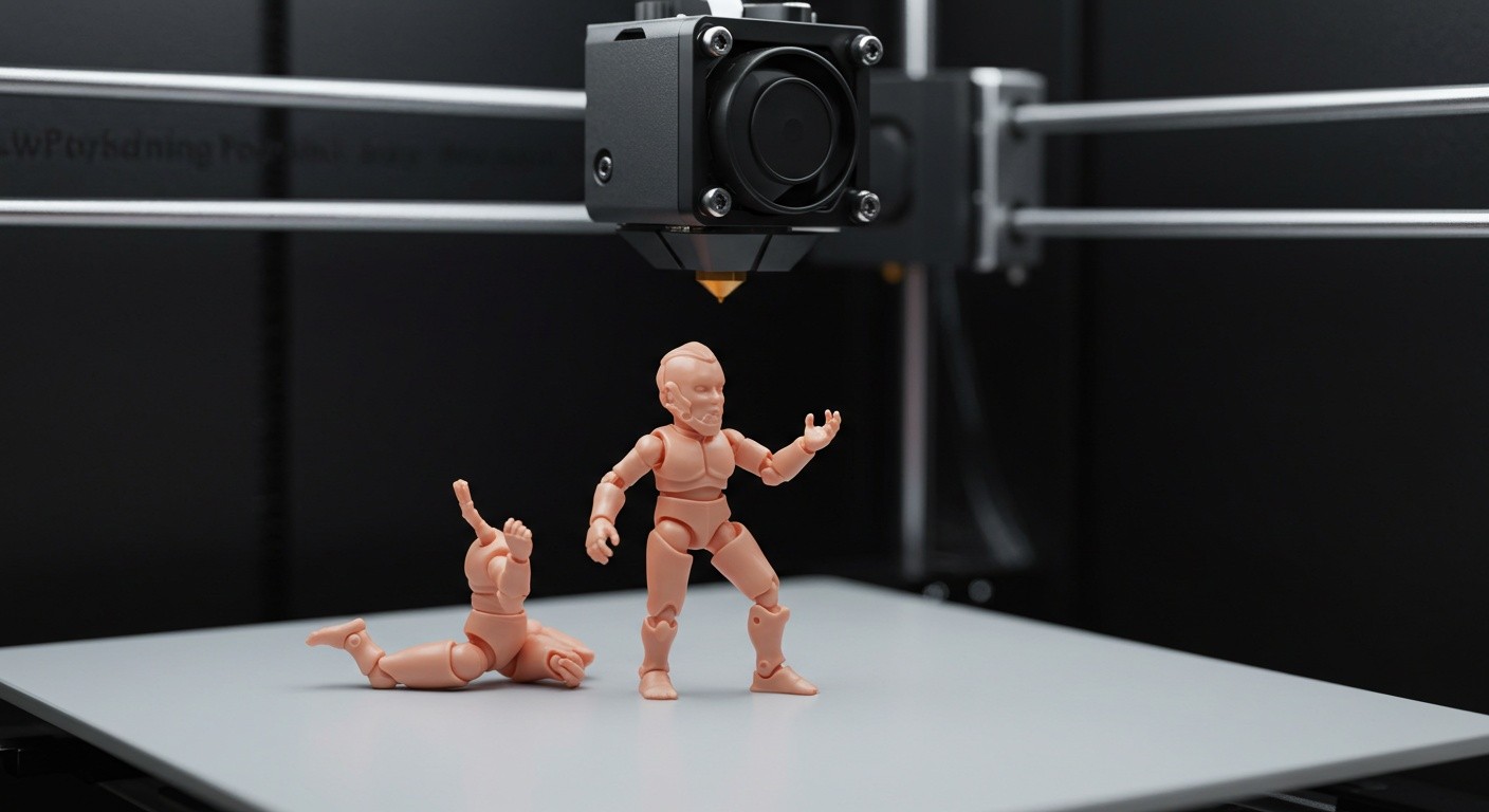 Фигурка с подвижными элементами после 3D-печати
