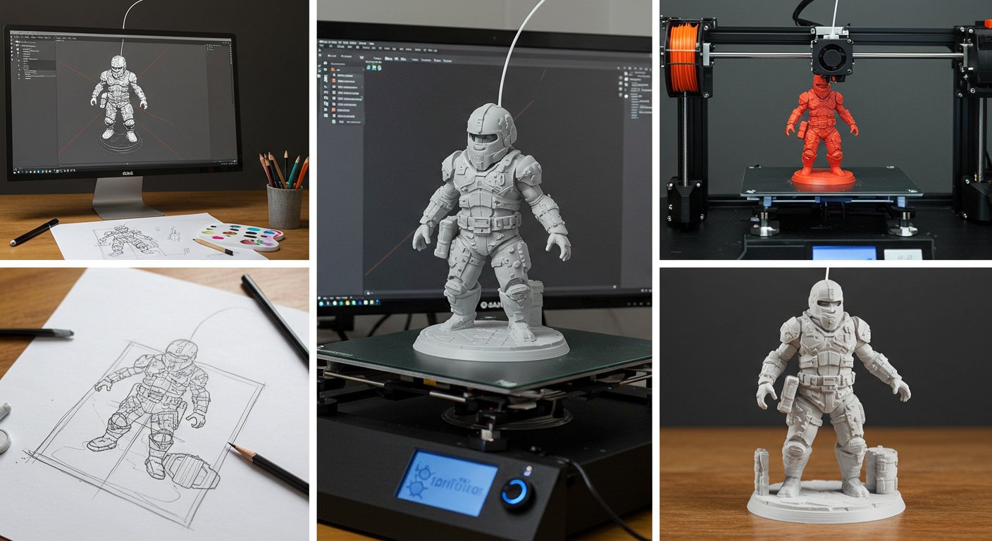 Фигурка, созданная по 2D-рисунку с помощью 3D-печати