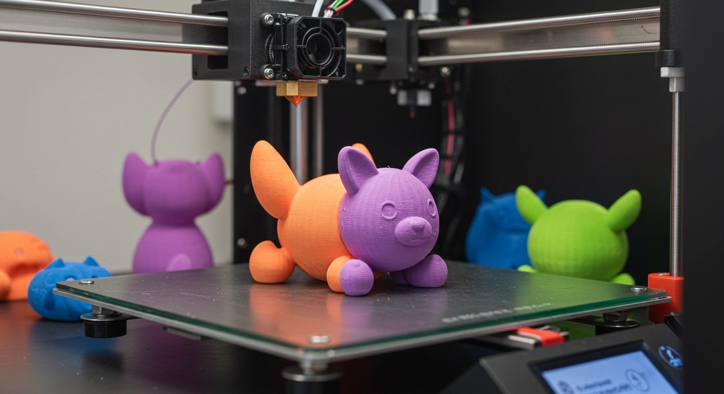 Мягкая игрушка с пластиковыми деталями, напечатанная на 3D-принтере
