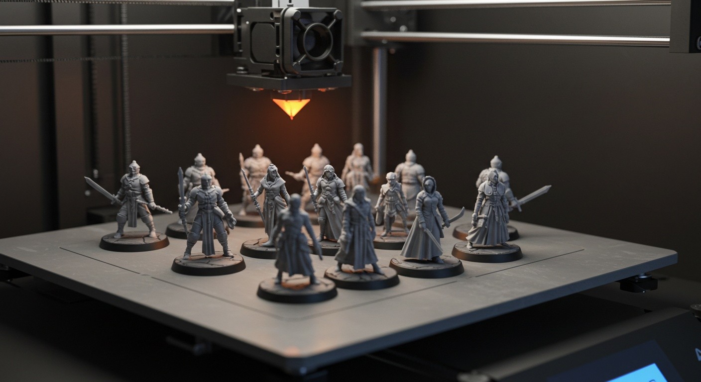 (реалистичная фотография) (Не используй текст и буквы на изображении) : 3d печать, Печать миниатюр с высокой скоростью без потери качества