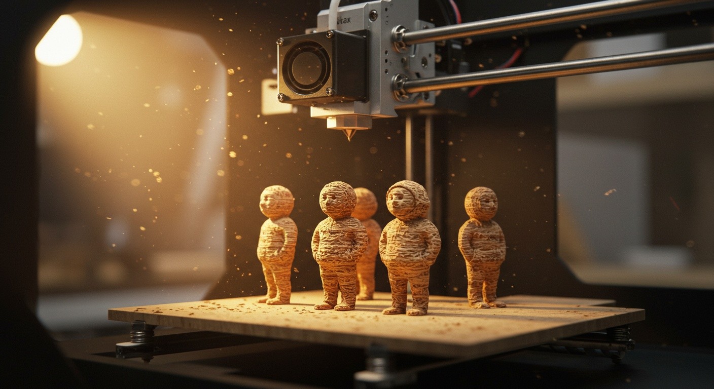 Процесс изготовления фигурок из древесной массы