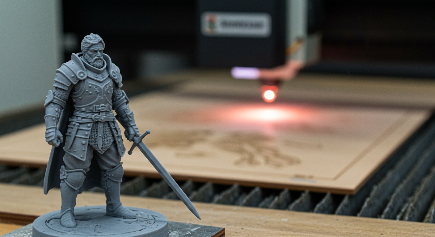 (реалистичная фотография) (Не используй текст и буквы на изображении) : 3d печать, Технологии лазерной резки в производстве фигурок