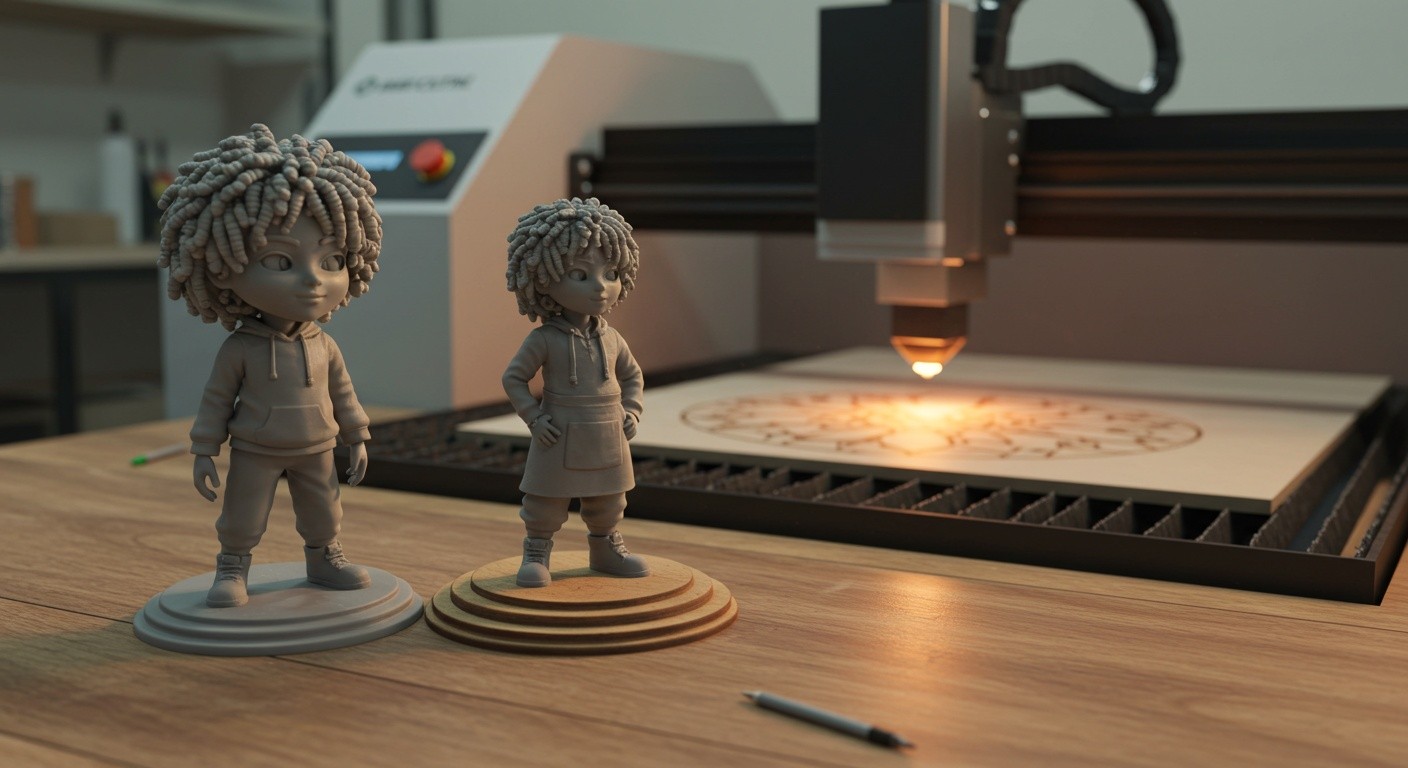 Процесс лазерной резки фигурок