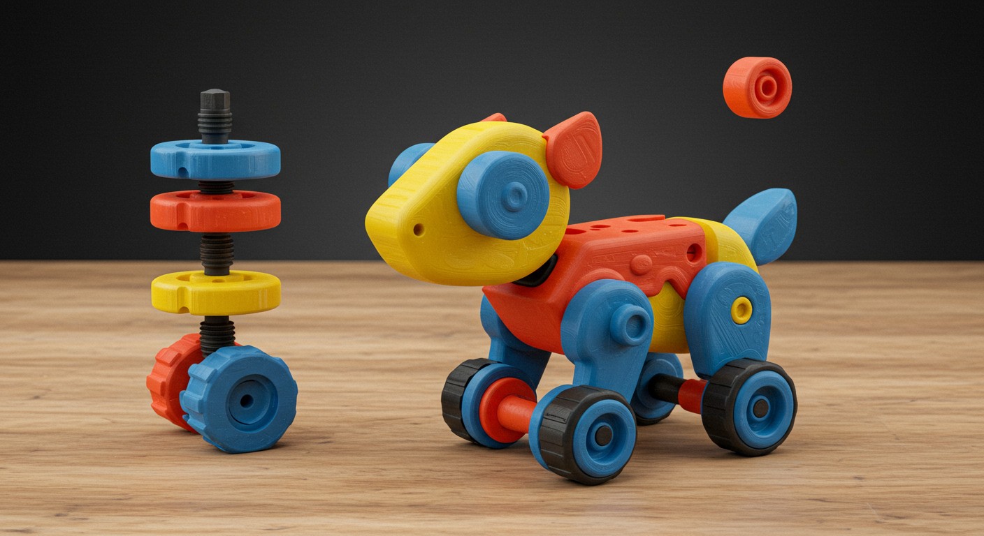 Игрушка с функцией сборки, изготовленная методом 3D-печати Сборная 3D-печатная игрушка в процессе сборки