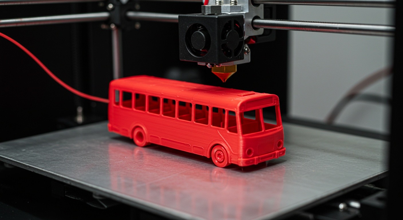 Игрушечный автобус, напечатанный на 3D-принтере