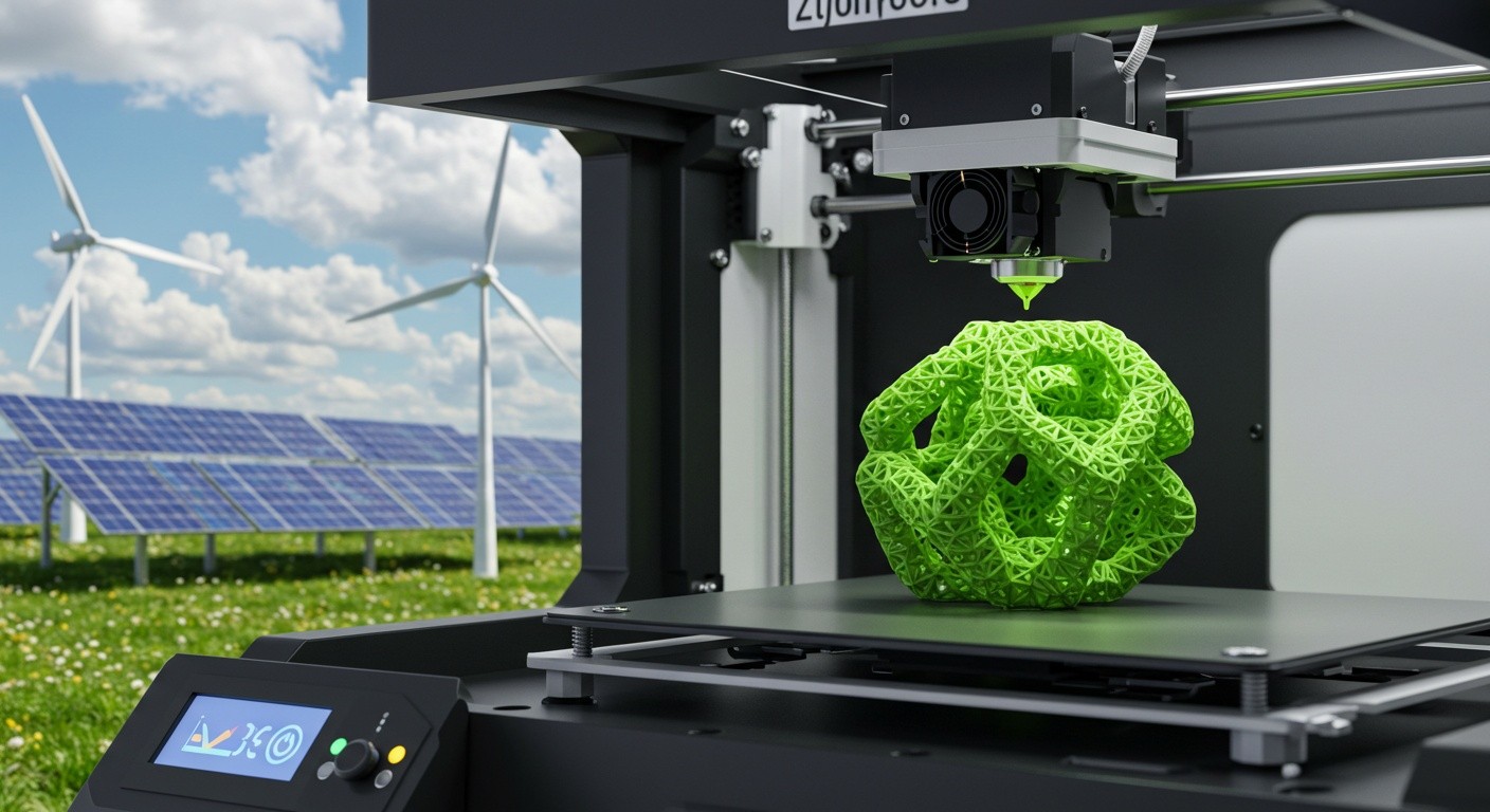 (реалистичная фотография) (Не используй текст и буквы на изображении) : 3d печать, 3D-печать и зеленые технологии
