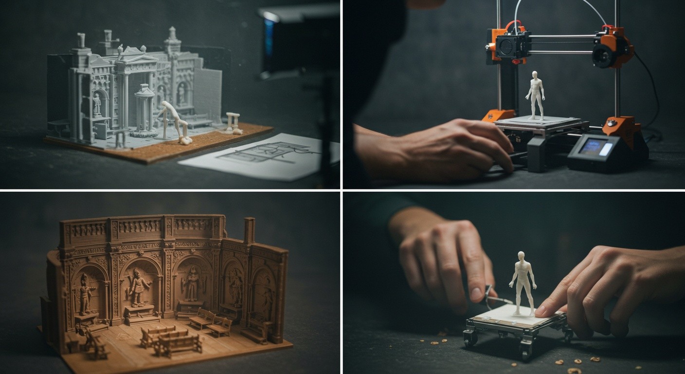 (реалистичная фотография) (Не используй текст и буквы на изображении) : 3d печать, Как 3D-печать помогает в кино