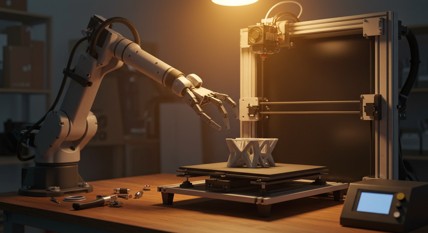 (реалистичная фотография) (Не используй текст и буквы на изображении) : 3d печать, Микс 3D-печати и робототехники