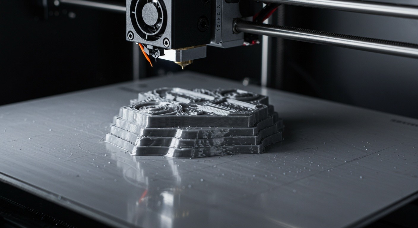 (реалистичная фотография) (Не используй текст и буквы на изображении) : 3d печать, Послойная печать с точным позиционированием
