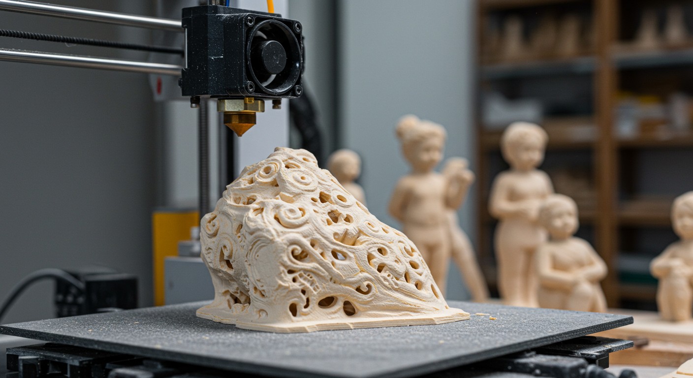 (реалистичная фотография) (Не используй текст и буквы на изображении) : 3d печать, Производство декоративных фигурок из папье-маше