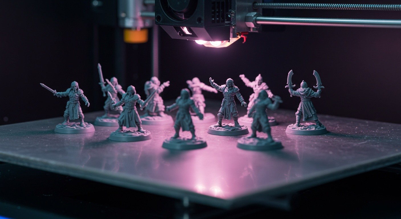 (реалистичная фотография) (Не используй текст и буквы на изображении) : 3d печать, 3D-печать миниатюр из фотополимера