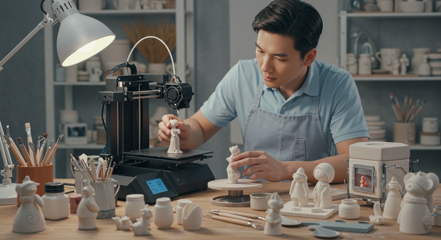 (реалистичная фотография) (Не используй текст и буквы на изображении) : 3d печать, Изготовление фигурок из керамики: советы и рекомендации