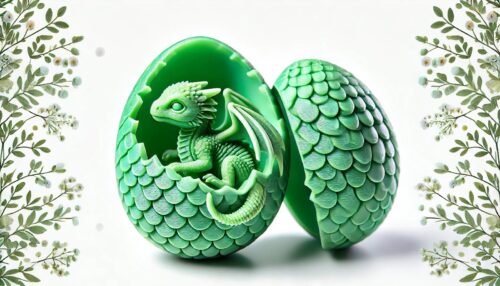 Пасхальное яйцо дракона с сюрпризом 3D игрушка flexi дракончик зелёный